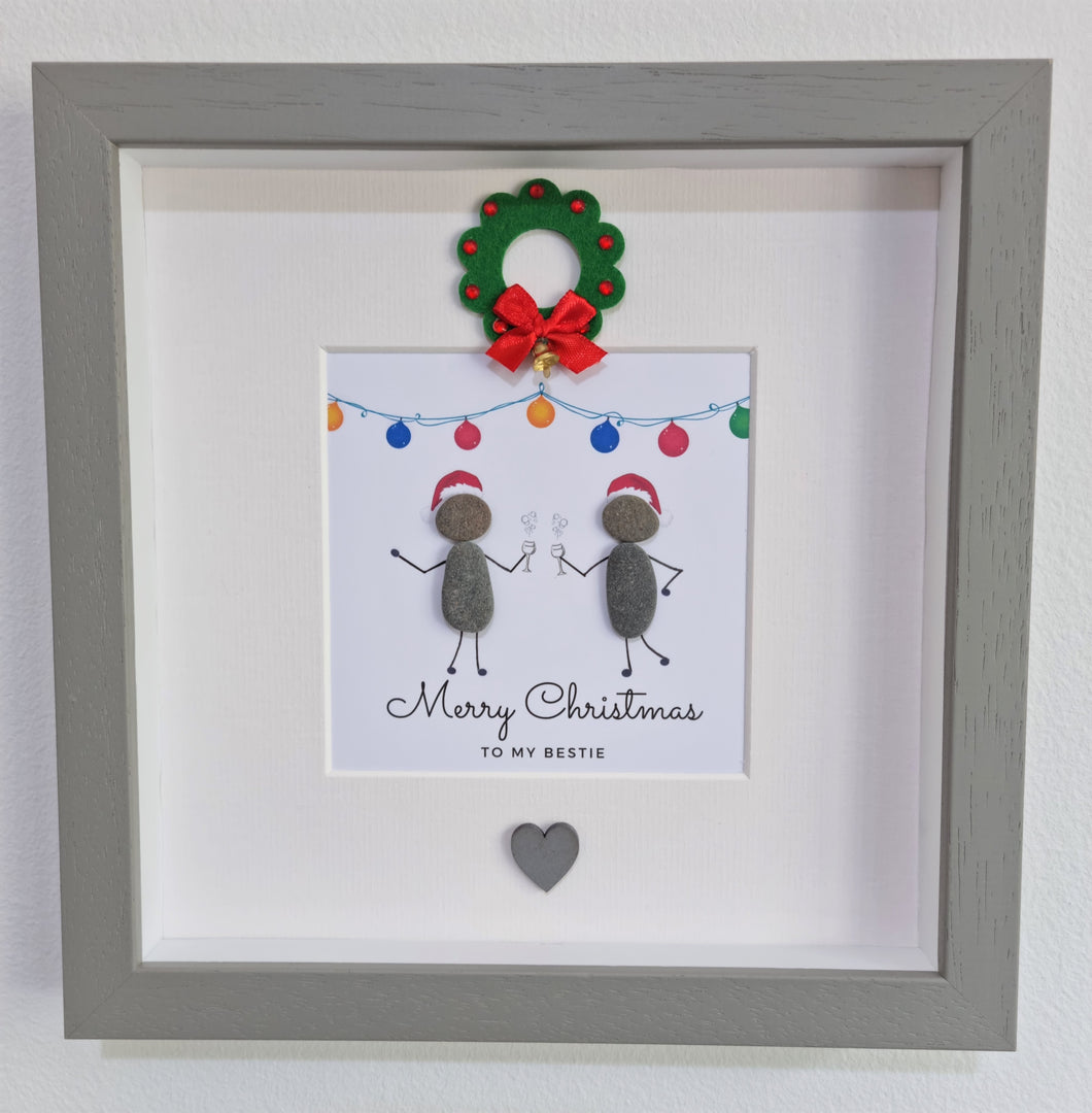 Merry Christmas Bestie Pebble Picture